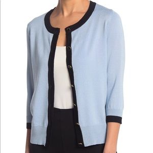 Premise 
3/4 Sleeve Contrast Trim Cardigan Petite